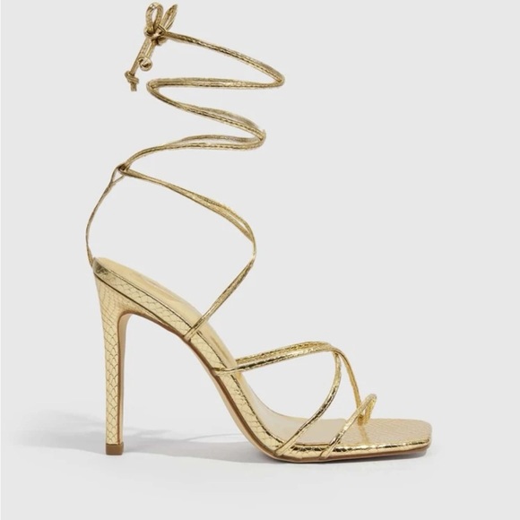 Gorgeous Metallic Snakeskin Embossed Strappy Sandals - Picture 4 of 4